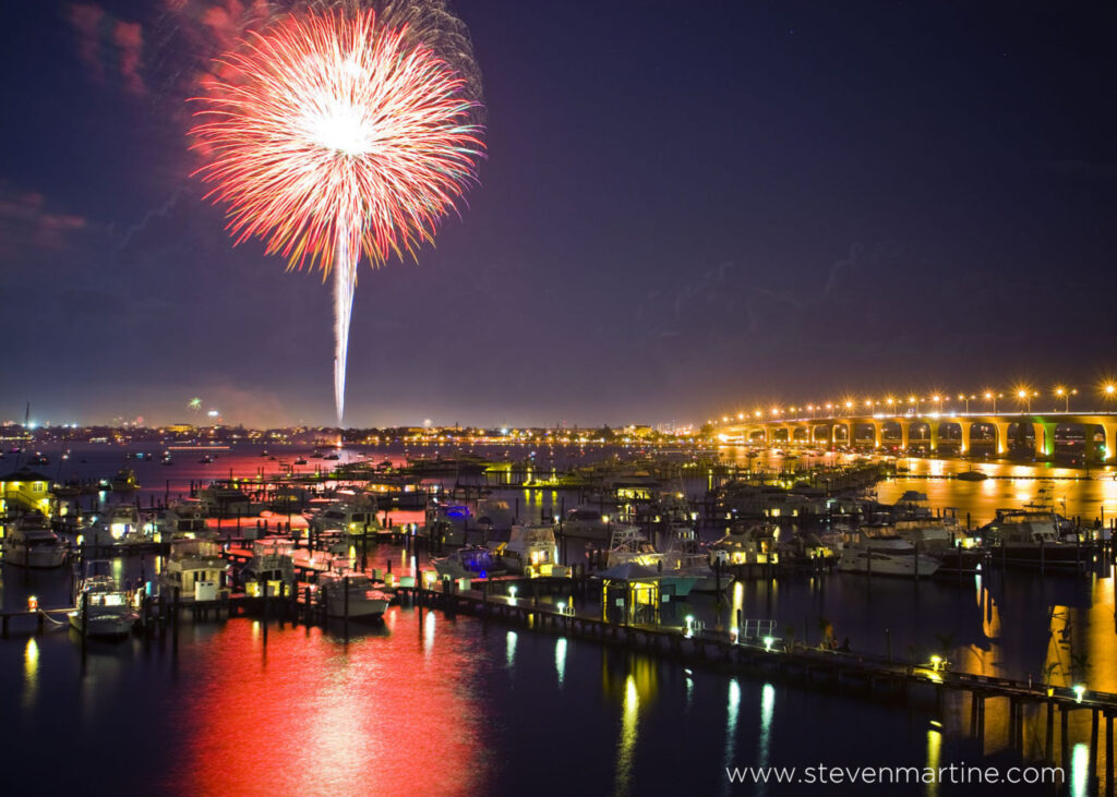 fireworks over the town